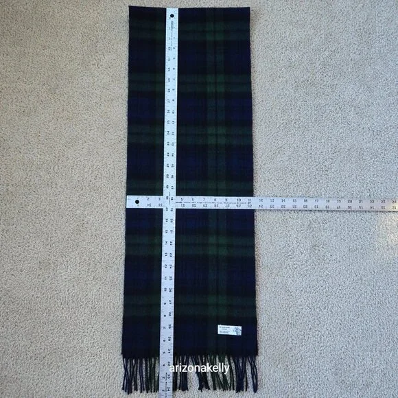 NWOT Blackwatch Plaid Lambswool Scarf Green Blue Shepherd's Land - Picture 7 of 8